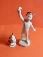 Aquincumi porcelán,integető kisfiú és egy kis kutya egyben