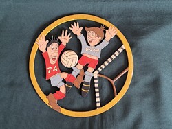 1974-es német Labdarúgó vb festett fa karikatúra emléktárgy (E0012)