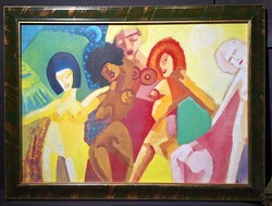 Táncosnők - kortárs modern kép, 70x50 cm + keret! női aktok, színes festmény - Táncosok