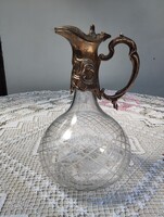 Hibátlan gyönyörű üveg karaffa fém záróelemmel