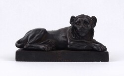 1W541 Antik öntöttvas oroszlán szobor MUNKÁCS 6.7 x 13 x 5.5 cm