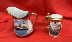 Francia porcelán dísztárgy (kancsó és sószóró)