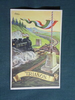 Képeslap,Trianon,Irredenta,Lamos grafika,Nem Nem Soha Trianon,nemzeti zászló, 1935-