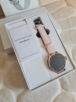 Smart Watch női okosóra puder rózsaszín bőr szíjjal original csomagban