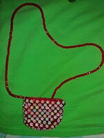 Retro trafikáru bazáráru kisleány JÁTÉK retikül, válltáska gyöngyfűzött 7 x 4 cm 35 cm vállszíj