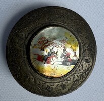 Kézzel készített  gyönyörű, kézzel festett púderdoboz(1930-as évek)