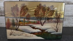 Festmény doboz láda antik retro régiség műtárgy ékszertartó eladó!