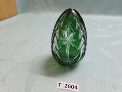 T2601 Ajka zöld metszett kristály tojás 11 cm