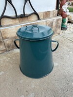 Kb 10 literes zöldes  zománcos zsírosbödön zománcozott vendő falusi paraszti