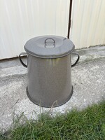 Kb 10 literes szürkés zománcos zsírosbödön zománcozott vendő falusi paraszti