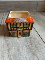 Érdekes régi porcelán cukortartó ház (7,3x8,5x8,5 cm)