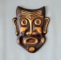 Nagy méretű ördög arc rézlemez fali kép / maszk. Nagyon szép állapotban!