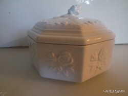 BONBONIER - ALKUKÉPES - JELZETT - PORCELÁN  - 3 D - RÓZSA  - HÓFEHÉR - HIBÁTLAN