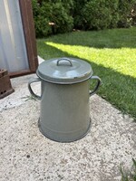 2 literes szürke zománcos zsírosbödön zománcozott vendő falusi paraszti