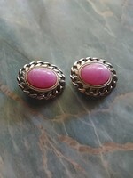 Klipsz fém foglalattal rózsaszín kővel   a 60 as évekből eladó