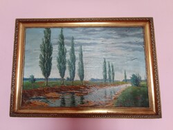 Nagyméretű olajfestmény arany kerettel Tezényi vagy Tizényi szignóval