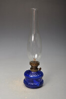 Nagyon ritka petróleum lámpa, paraszt lámpa. kék üveg tartályos - működik.