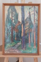 Koncz Zoltán tájkép grafika 38x53 cm kerettel