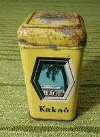 Kakaós fémdoboz pléh doboz,  zsanéros fémdoboz 5,5 x 5,5  x 10,5 cm