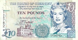 10 font pound pounds 1995 D.P.Trestain Guernsey Erzsébet királynő