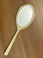 HOSSZÚ SZÁRÚ, MUSTÁR SÁRGA SZÍNŰ, RETRO, MŰANYAG KÉZI TÜKÖR 38.6 CM