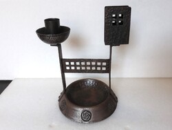 Vintage iparművészeti Art deco kovácsoltvas gyertyatartó