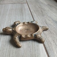 Szép régi teknős formájú bronz hamuzó (11,5x8,2x2 cm)
