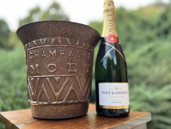 Art Deco stílusú réz pezsgőjégveder – Moët & Chandon, 1950-es évek