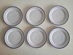 Retro 6 db Alföld porcelán kék csíkos 19,5 cm tányér régi menzás tál Alföldi