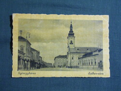 Képeslap,Nyíregyháza,Luther utca,templom látkép,részlet,1945-