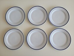 Retro 6 db Alföld porcelán kék csíkos 19,5 cm tányér régi menzás tál Alföldi