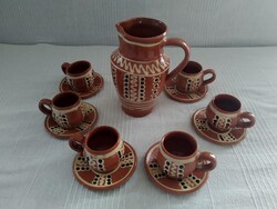 Nagybányai Bagossy Sándor fazekas mester kerámia, boros készlet, 1970-es évek körüli