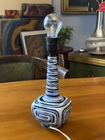 KÉK SZÍNŰ, MASSÁNYI JÁNOSNÉ, JELZETT, RETRO KERÁMIA LÁMPATALP, SZERELÉKKEL. 25 CM