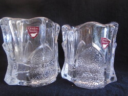 Skandináv design: OREFORS vastag falú kristályüveg mécses pár súly:1022 gramm