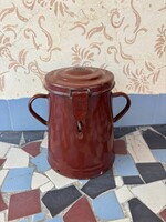 Retro Budafoki 2 literes barna zsírosbödön vendő Zománcos zománcost falusi