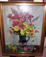 FARKAS LÍDIA : Csendélet (olaj, farost) festménye magángyűjteményből eladó