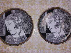 Hollóházi porcelán tányér, fali tányér, Szász Endre rajzával