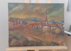 Erdős Mihály "Művész Úr" festménye 48x38 cm kerettel
