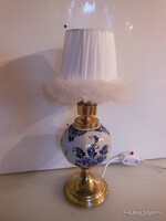 LÁMPA - ALKUKÉPES - RÉZ - PORCELÁN -  KÉZZEL  FESTETT - 35 x 15 cm  - ÚJ BÚRÁVAL - HIBÁTLAN