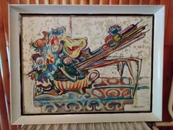 Bakallár József Csendélet c. festménye kerettel 86x66 cm