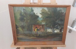 Erdős Mihály "Művész Úr" festménye 45x36 cm kerettel
