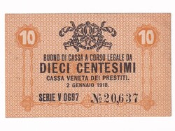 Olaszország 10 Centesimi bankjegy 1918
