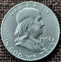USA . LIBERTY  1/2 dollar 1958 . Ag ezüst  . F2025