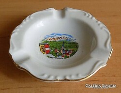Ausztria Hermagor emlék aranyozott porcelán dísz hamutál - átm. 9,5 cm (1/p)