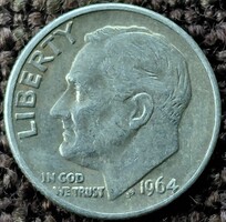 USA . LIBERTY  One Dime 1964 . Ag ezüst  . F2025