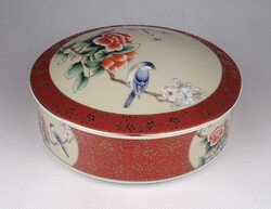 1W776 Nagyméretű japán madaras porcelán bonbonier 16 cm