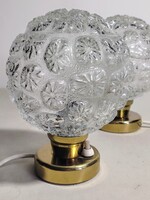 Német  MID Century 1970 asztali lámpa párban, kristályüveg búrával. ﻿﻿﻿   ALKUDHATÓ