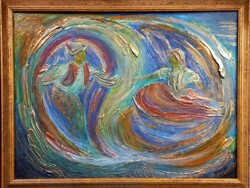 Extázis. Prima díjas művésztől 50x70 cm, GYÓGYÍTÓ zománckép tanúsítvánnyal. Károlyfi Zsófia (1952)