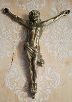 Nagyméretű réz feszület  , Jézus  27 cm x 20,5 cm