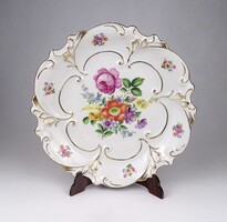 1W777 Régi aranyozott JLMENAU porcelán kínáló tál 21.5 cm